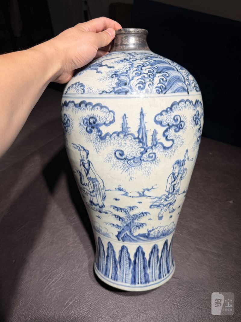 明空白期 青花携琴访友图梅瓶 - 图6